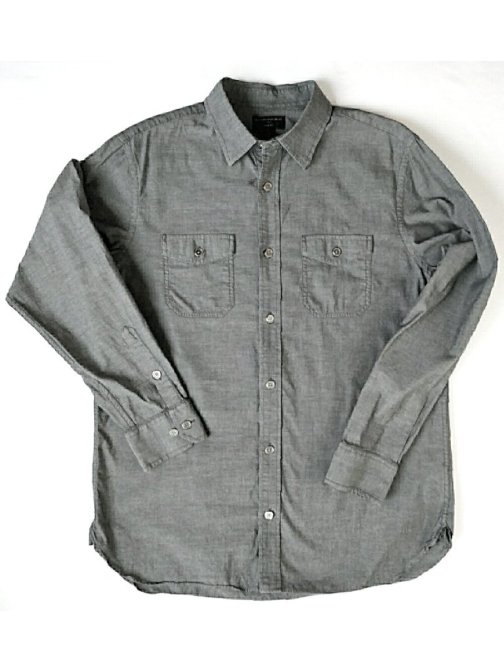 Banana Republic Men's Oxford Button Down Shirt size Large L Gray Long Sleeve